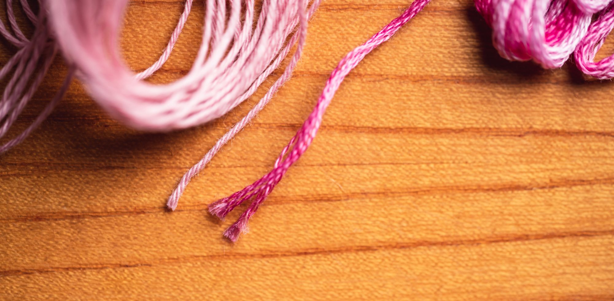 Sashiko thread with no sheen vs. shiny embroidery floss