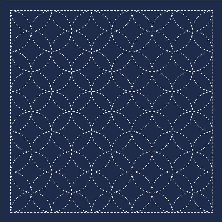 Sashiko pattern shippōtsunagi white on indigo.